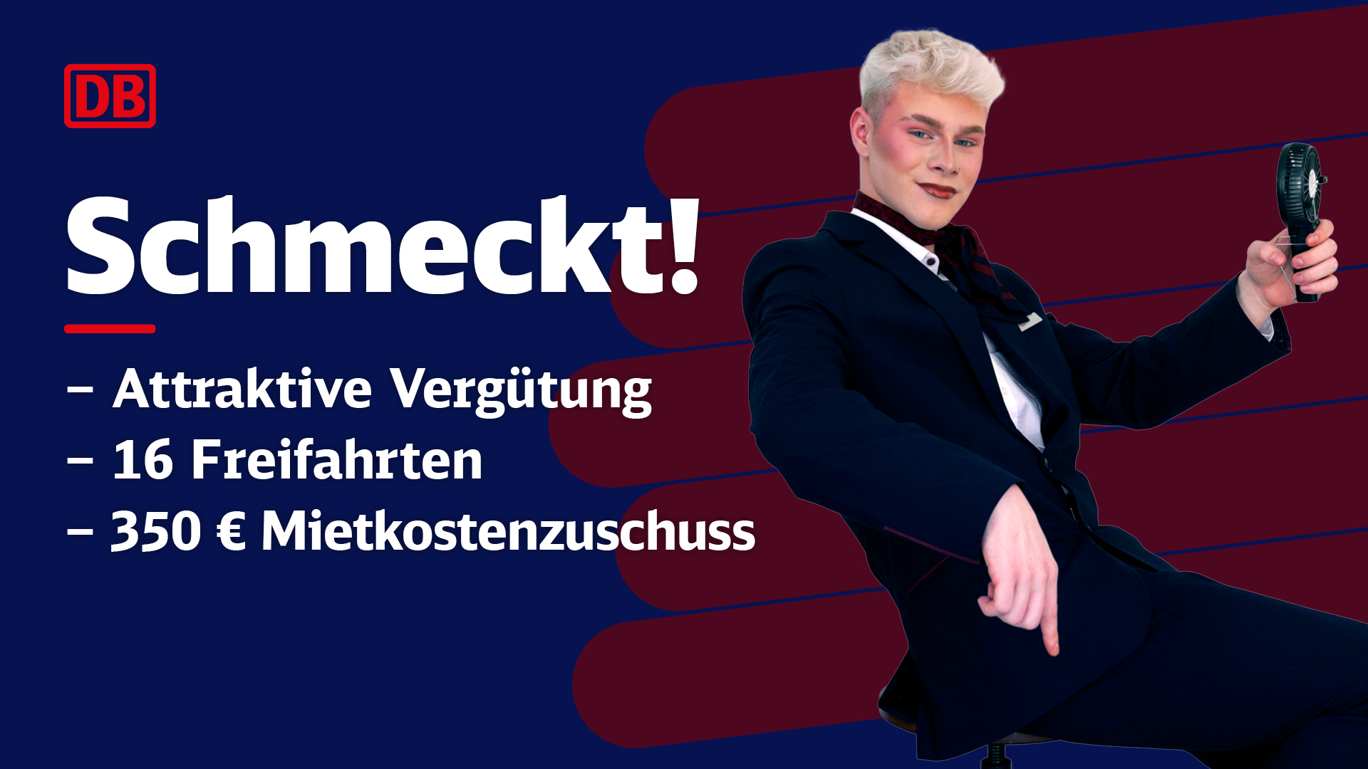 Ein junger TikToker wirbt für eine Karriere bei der Deutschen Bahn