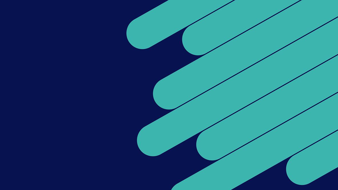 Türkisfarbene diagonale Striche auf dunkelblauem Hintergrund im DB-Design.